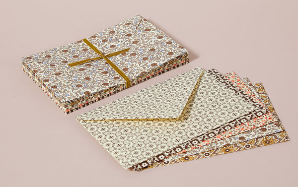 Decorative patterned gummed envelopes, Set 5 - Browns