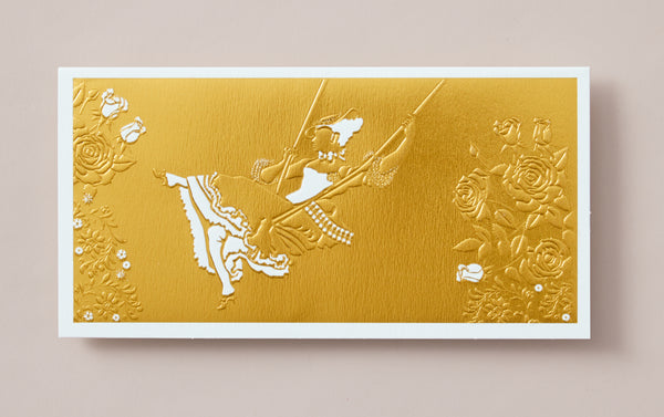"L'Escarpolette" (The Swing) Gold Foiled Greeting Card