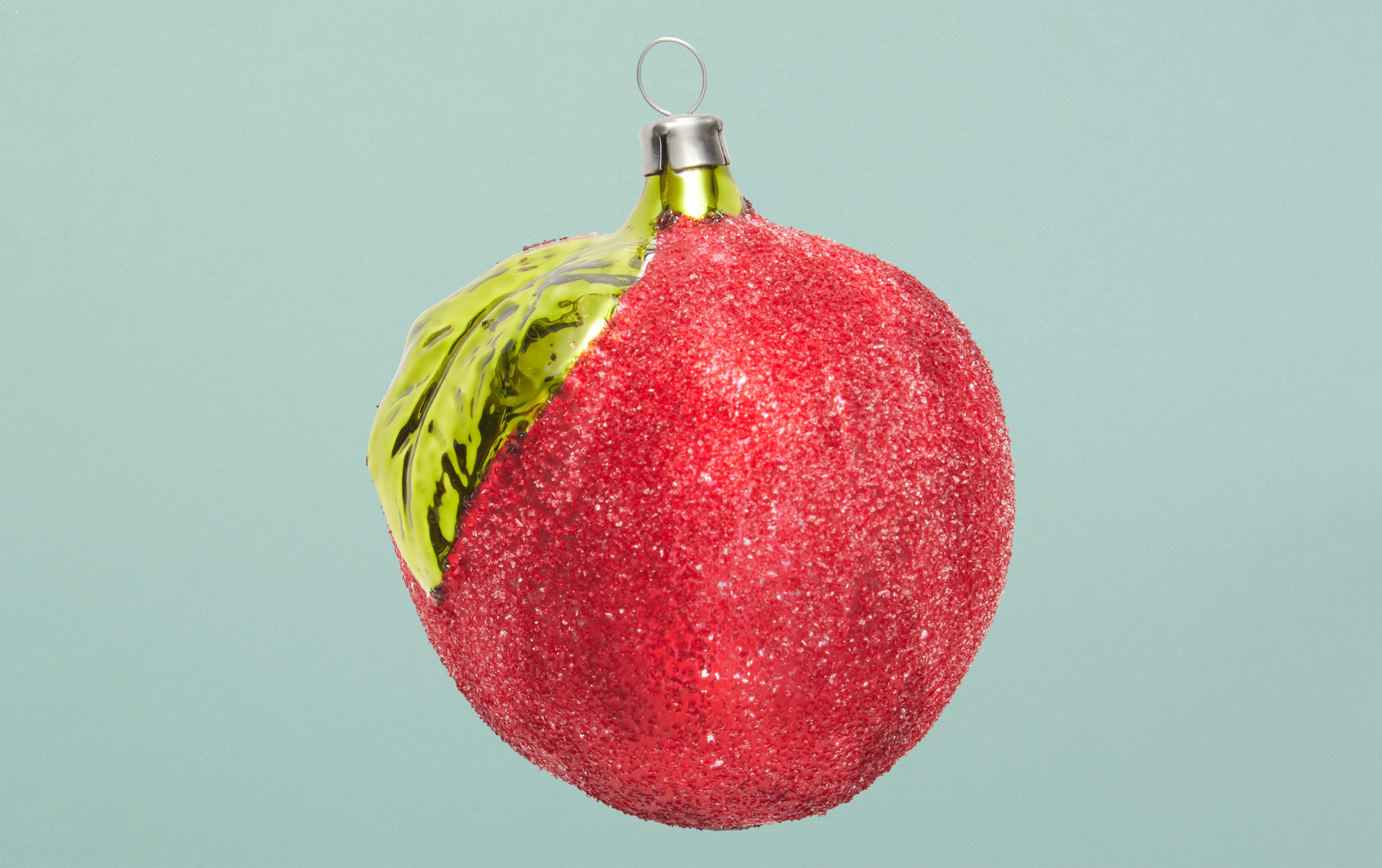 Christmas Ornament, Frosted Red Apple