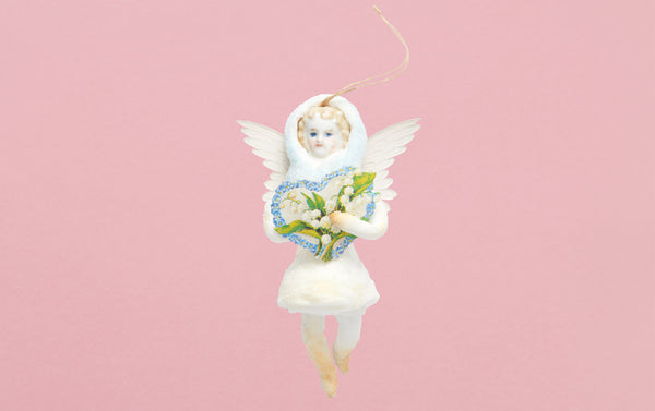 Cotton Doll Snow Angel Scrap Heart Christmas Ornament