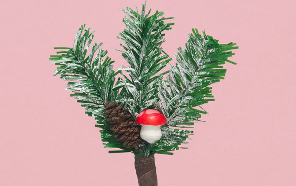 Christmas Ornament, Sprig with Mushroom and Pinecone