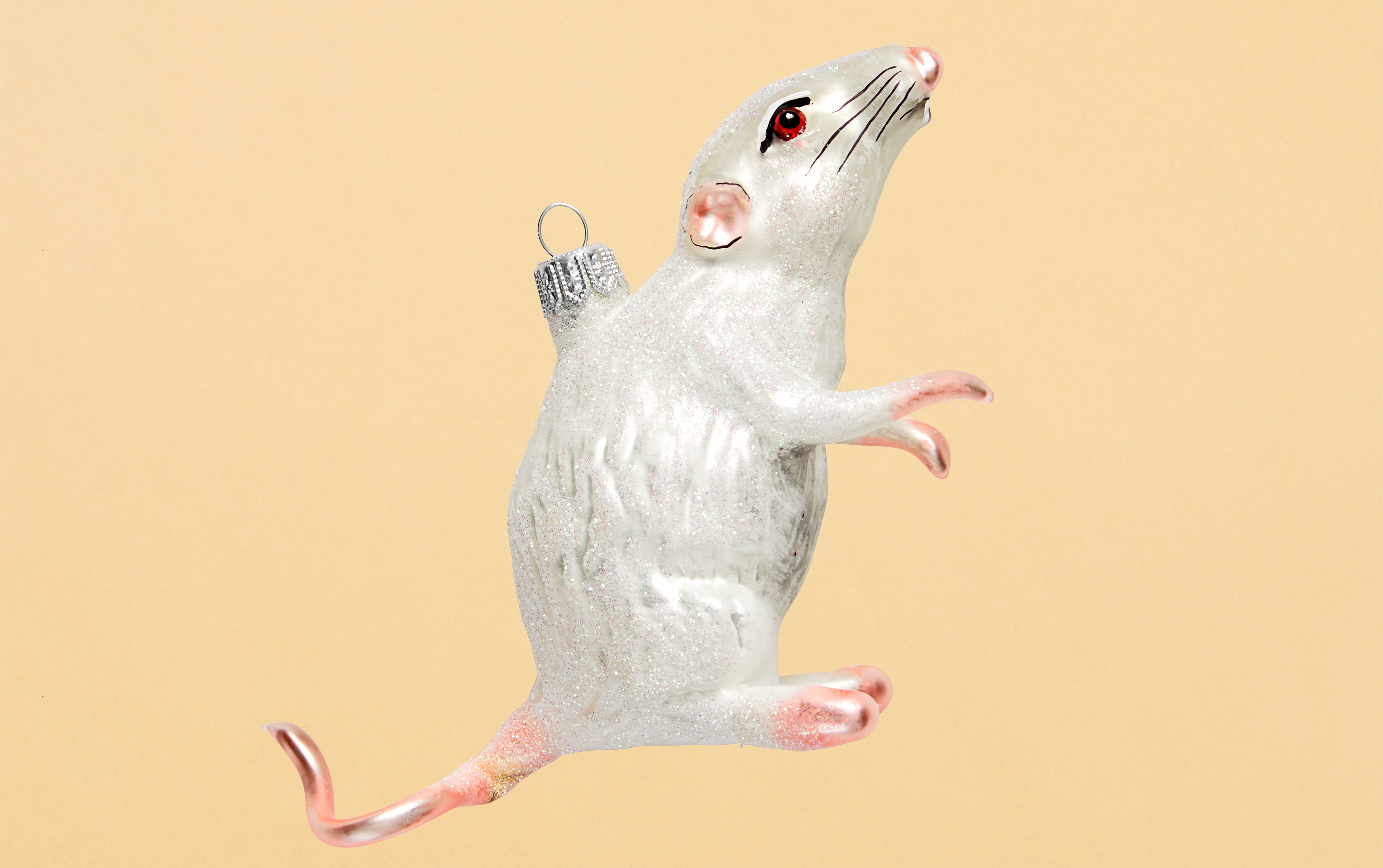 Christmas Ornament, White Rat