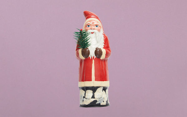 Santa with Christmas Tree Papier-Mâché Figurine