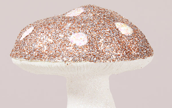 Glittered Rose Gold Papier-mâché Toadstool Tabletop Decoration