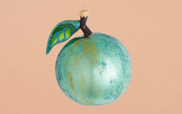 Christmas Ornament, Blue Shiny Apple