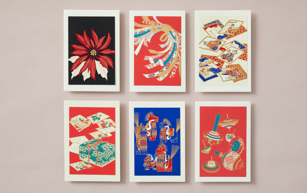 Set of 6 Silk-Screen printed Japanese Christmas Greeting Cards