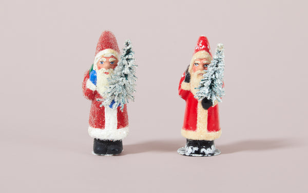 Papier-mâché Tiny Santa Figurines