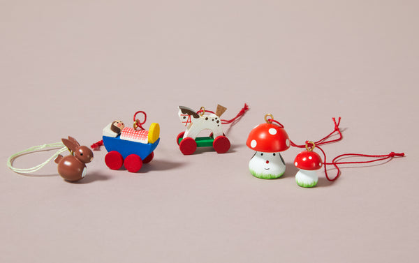 Miniature Wooden Christmas Ornaments - Set 1