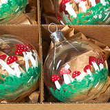 6 Clear Baubles with Mushrooms Christmas Ornaments