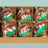 6 Clear Baubles with Mushrooms Christmas Ornaments