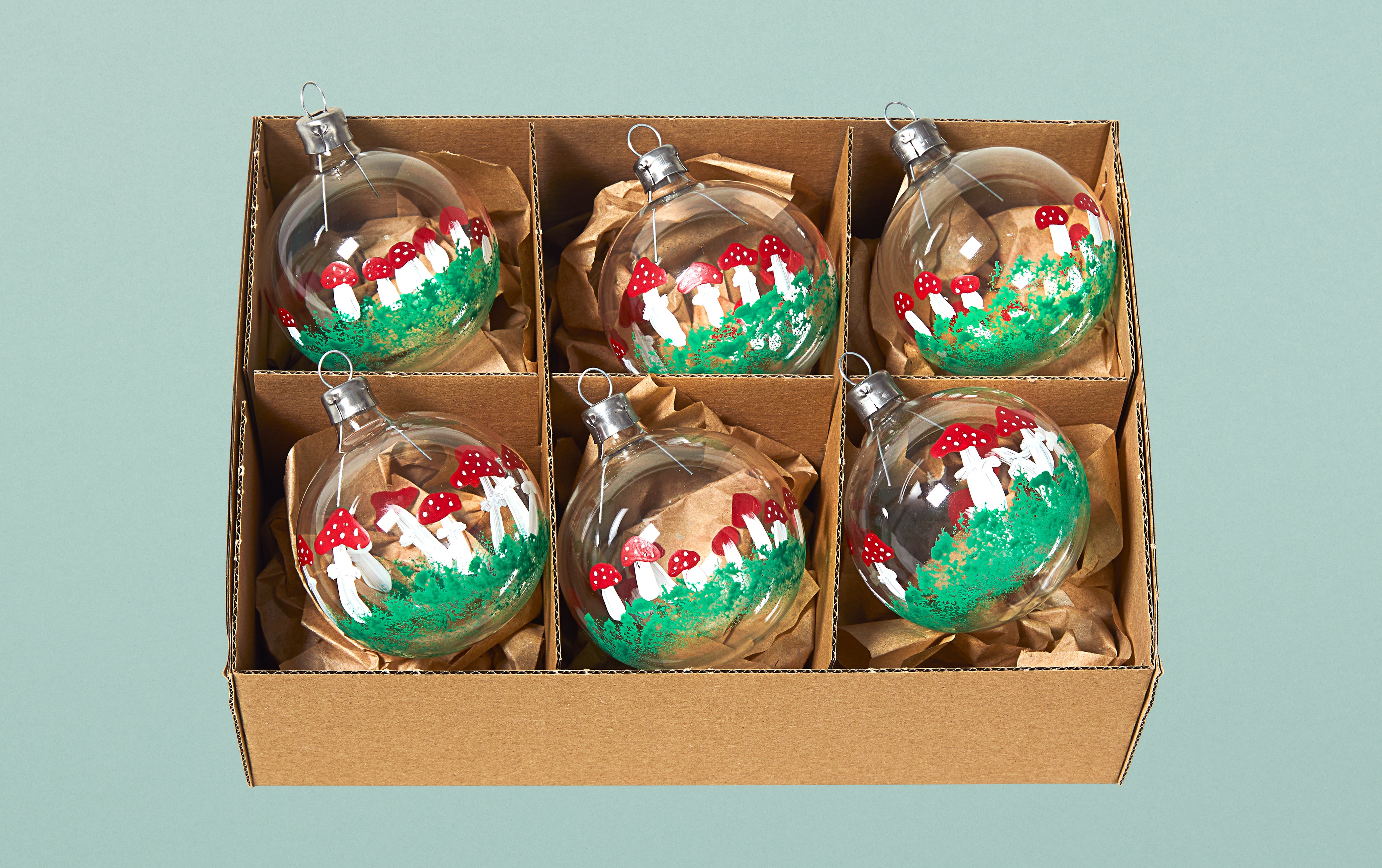 Clear Bauble with Mushrooms Christmas Ornaments