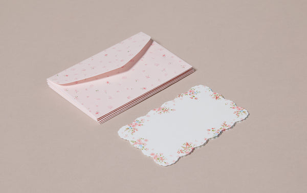 Mini Japanese Letter Set, Pink Flowers with Pink Envelope