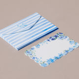 Mini Japanese Letter Sets, Blue Floral with Striped Envelope