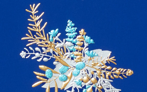 Blue Winter Bouquet Embossed Greeting Card