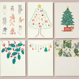 Set of 6 Christmas Foiled Postcards, Holly