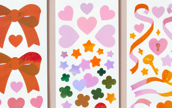 Japanese Sticker Sheets - Bows and Hearts