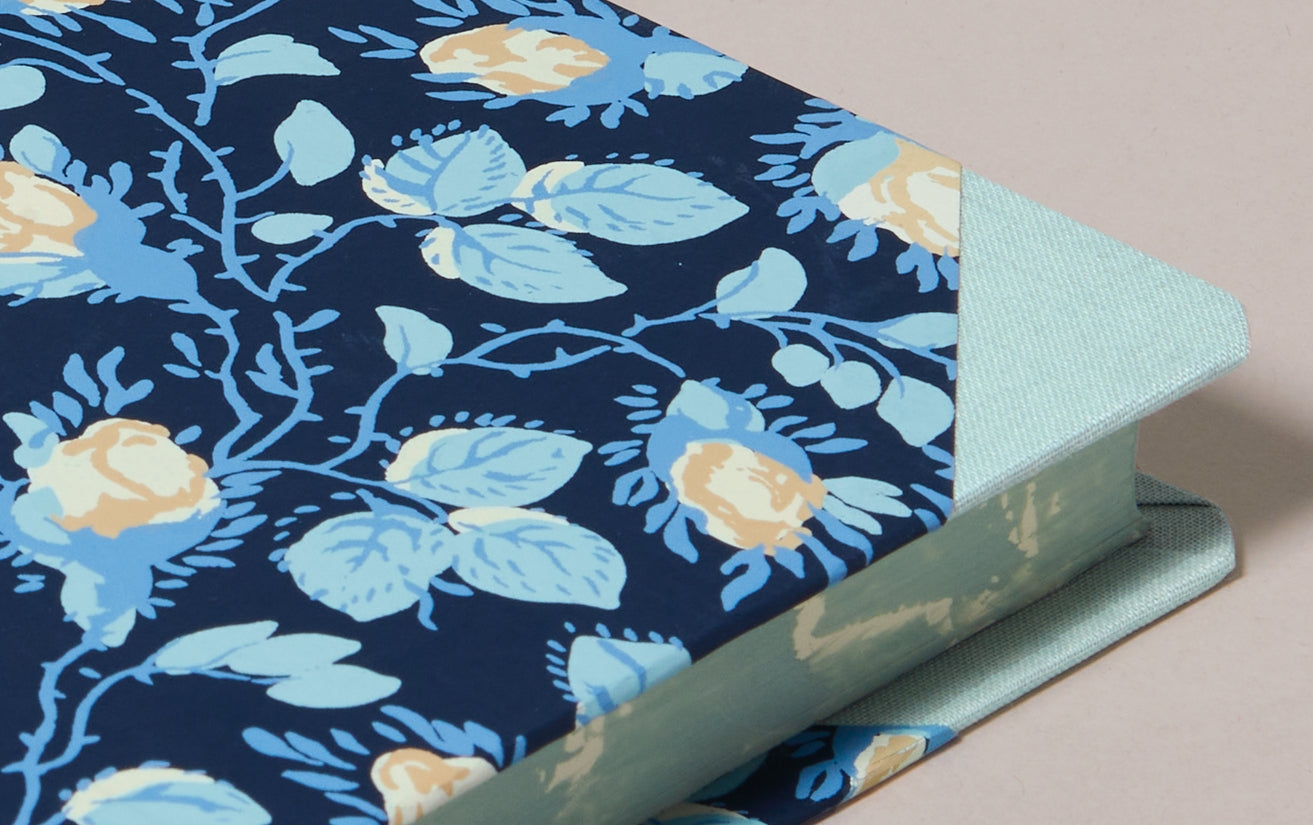 Extra-Thick "Composition Ledger" Wallpaper Collection Notebook, Blue Rosebuds