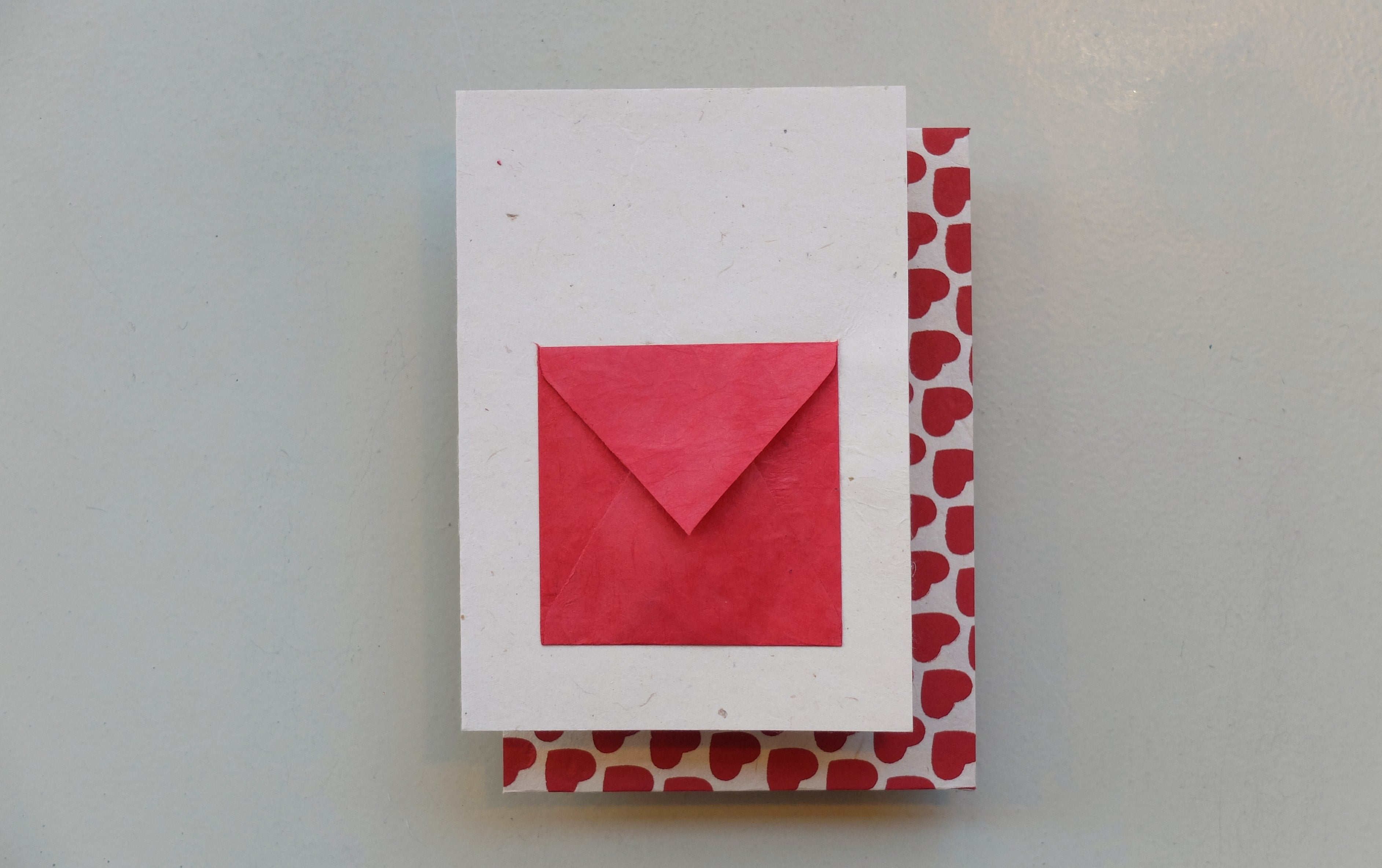 Handmade Paper with Heart Confetti Greeting Card
