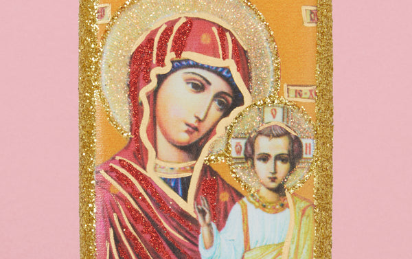 Icon of Mary and Jesus Glass Ornament