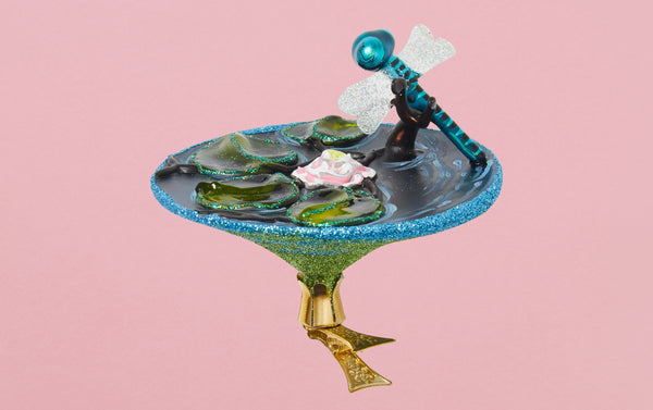 Pond with a Dragonfly Glass Ornament