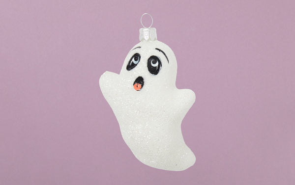 Glittery Ghost Glass Ornament