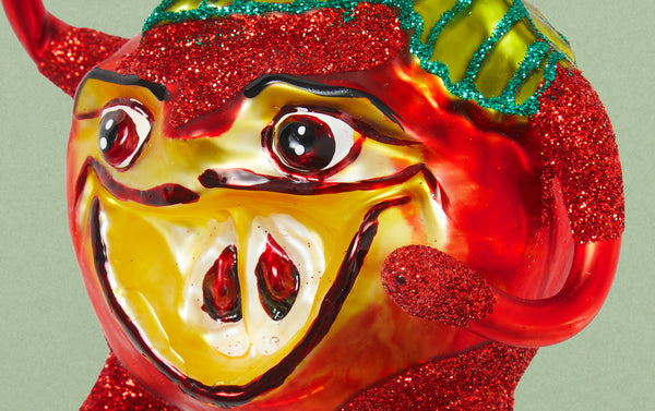 Evil Red Apple Glass Ornament