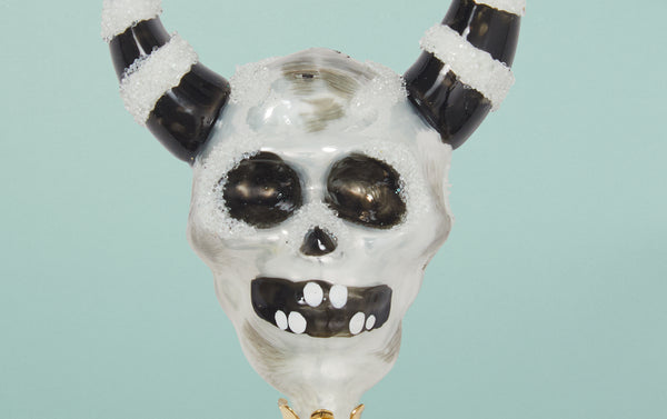 Horned Skull Glass Ornament