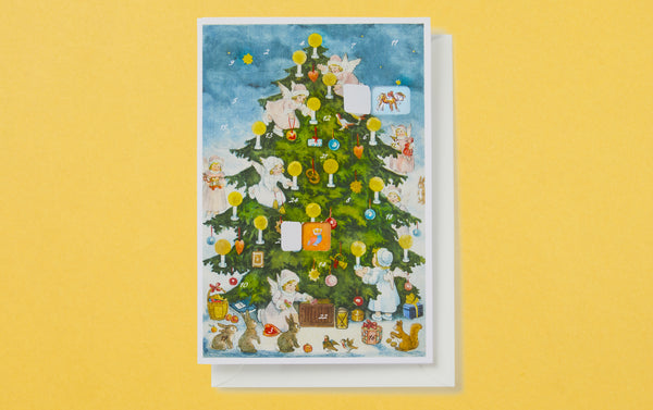 Advent Calendar Card Angels with Christmas Tree