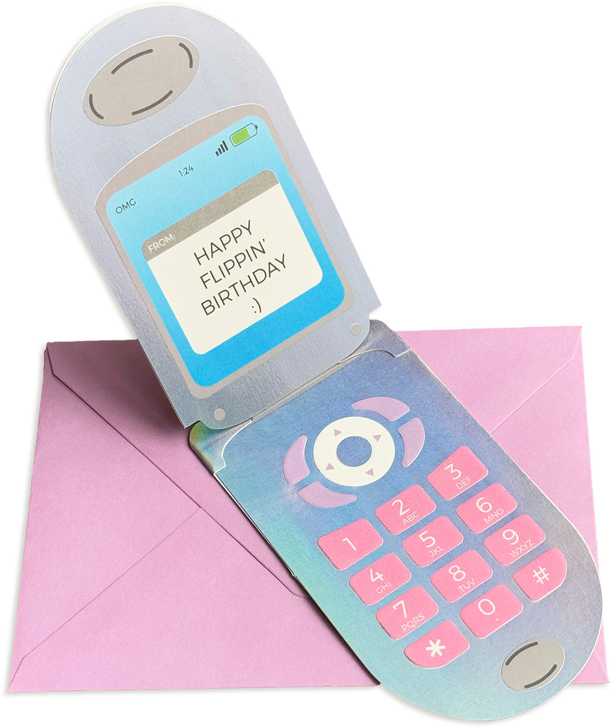 Flip Phone Holographic Birthday Greeting Card Choosing Keeping Flip Phone Holographic Birthday Greeting Card Choosing Keeping