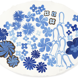 Denise Fiedler Floral Collage - Oval / Blue Abstract