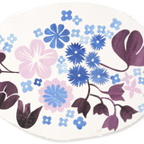 Denise Fiedler Floral Collage - Oval / Blue, Pink & Plum Floral Abstract