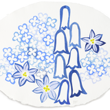 Denise Fiedler Floral Collage - Oval / Blue Abstract with Delphiniums