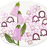 Denise Fiedler Floral Collage - Oval / Pink Foxglove Abstract