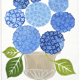 Denise Fiedler Floral Collage - 8 Blue Hydrangea in Grey Urn