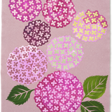 Denise Fiedler Floral Collage - 7 Plum & Pink Hydrangea Heads on Pink Paper