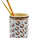 Sky Blue Mochaware Ceramic Pen Pot, 'Cat Eye'