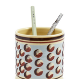 Sky Blue Mochaware Ceramic Pen Pot, 'Cat Eye'