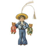 "Jumping Jack" Pull String Greeting Card, Boy with Teddy Bears