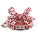 Wired Red Woven Heart Ribbon, 20m roll