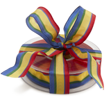 Wired Red Yellow Blue Striped Ribbon, 20m roll