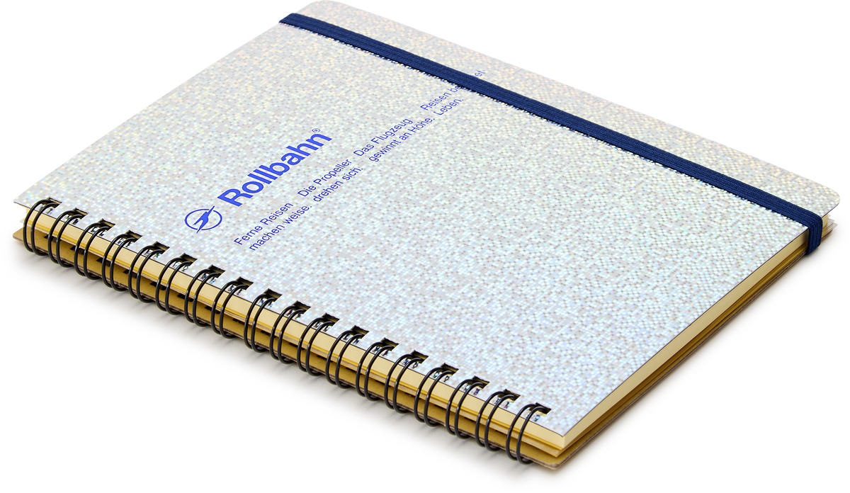 Spiral Bound Rollbahn Card Cover Notebook, Holographic Silver 