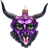 Purple Krampus Head Glass Ornament