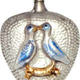 Heart with Doves and Roses Glass Ornament