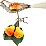 Bird with Pears Glass Ornament