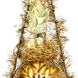 Victorian Girl on Sunflower Glass Ornament