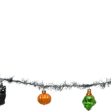 Black Tinsel Spooky Garland with Glass Ornaments