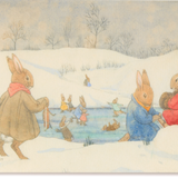 Nostalgic Illustrated Greeting Card, Fun on the Ice