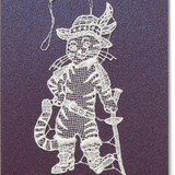 Starched Lace Hanging Ornament, Puss in Boots