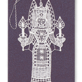 Starched Lace Hanging Ornament, Angel Holding Candles