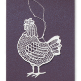 Starched Lace Hanging Ornament, Hen